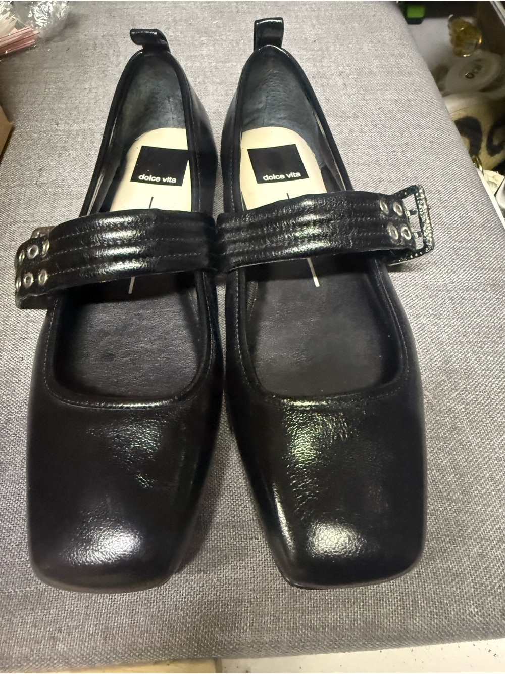 Dolce Vita Black Patent Leather Mary Jane Loafers with Strap